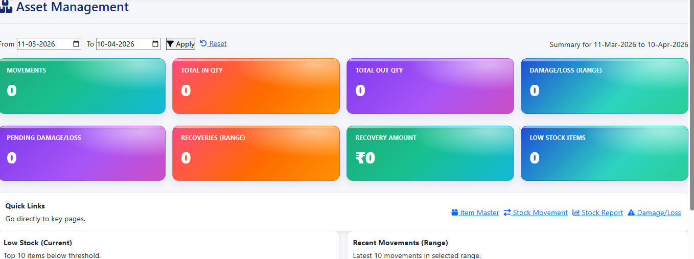 Inventory & Assets Dashboard